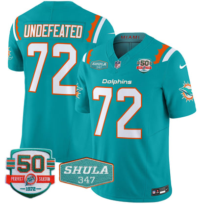 Dolphins 50th & Don Shula 347 Memorial Patch Vapor Limited Jersey - All Stitched