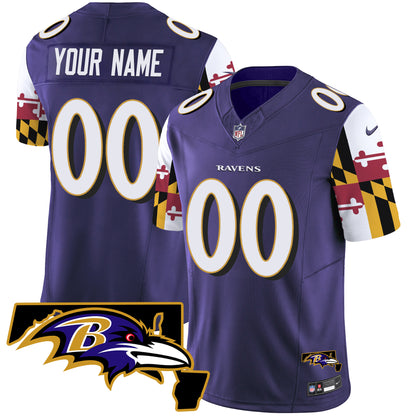 Ravens Maryland Flag Vapor Limited Custom Jersey V2 - All Stitched