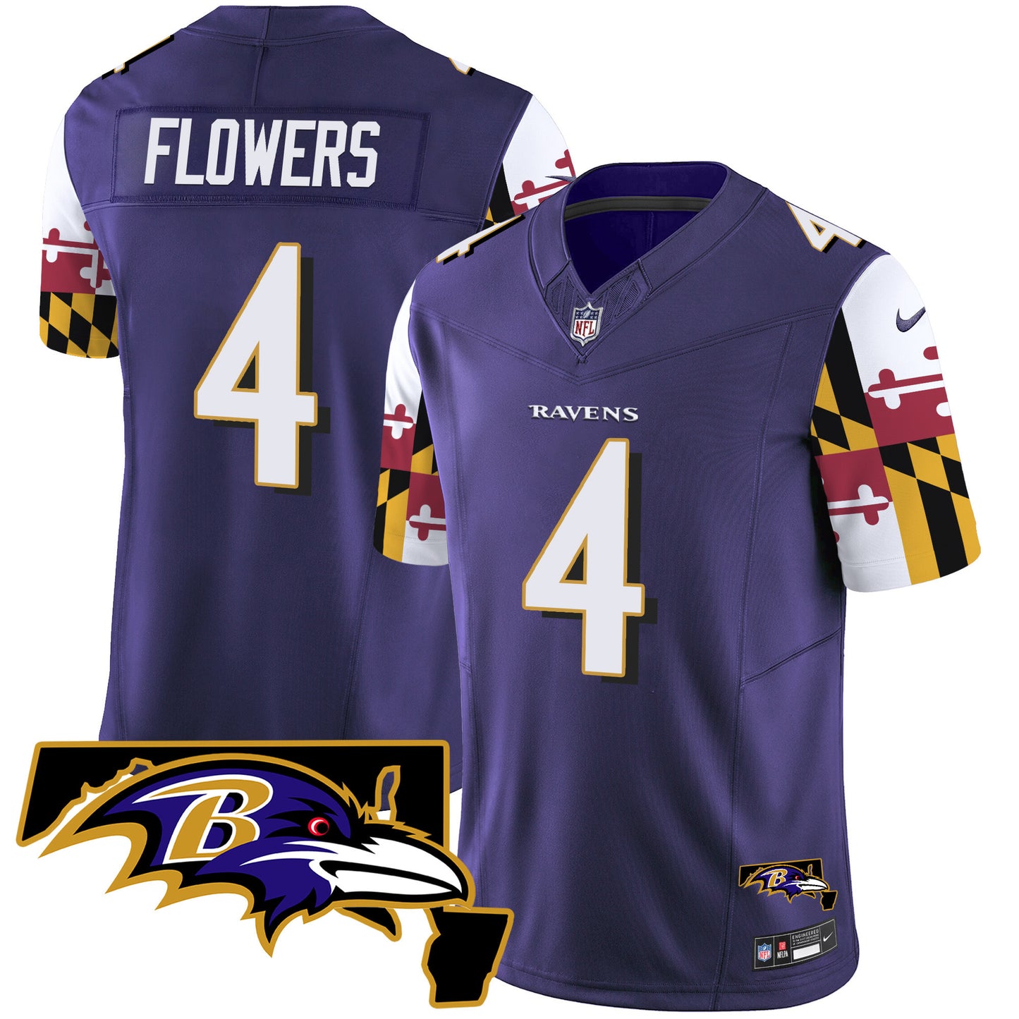 Ravens Maryland Flag Vapor Limited Jersey V2 - All Stitched