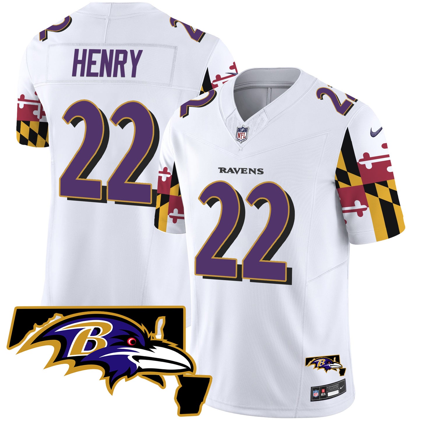 Ravens Maryland Flag Vapor Limited Jersey V2 - All Stitched