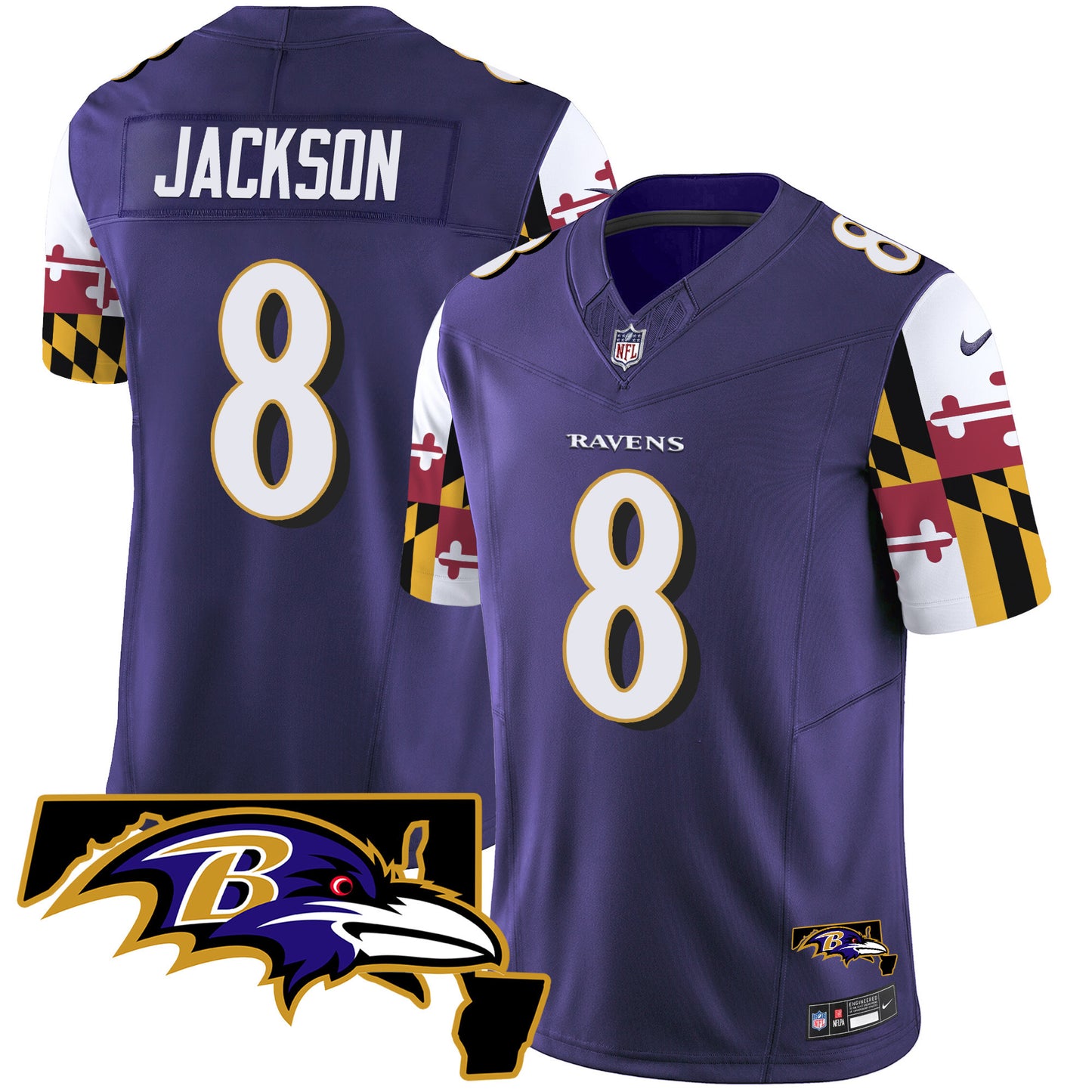 Ravens Maryland Flag Vapor Limited Jersey V2 - All Stitched