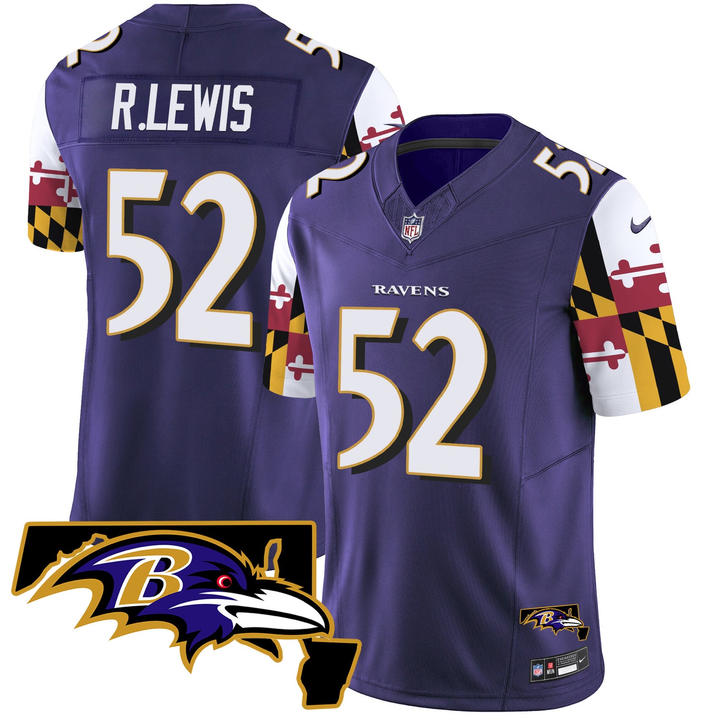 Ravens Maryland Flag Vapor Limited Jersey V2 - All Stitched