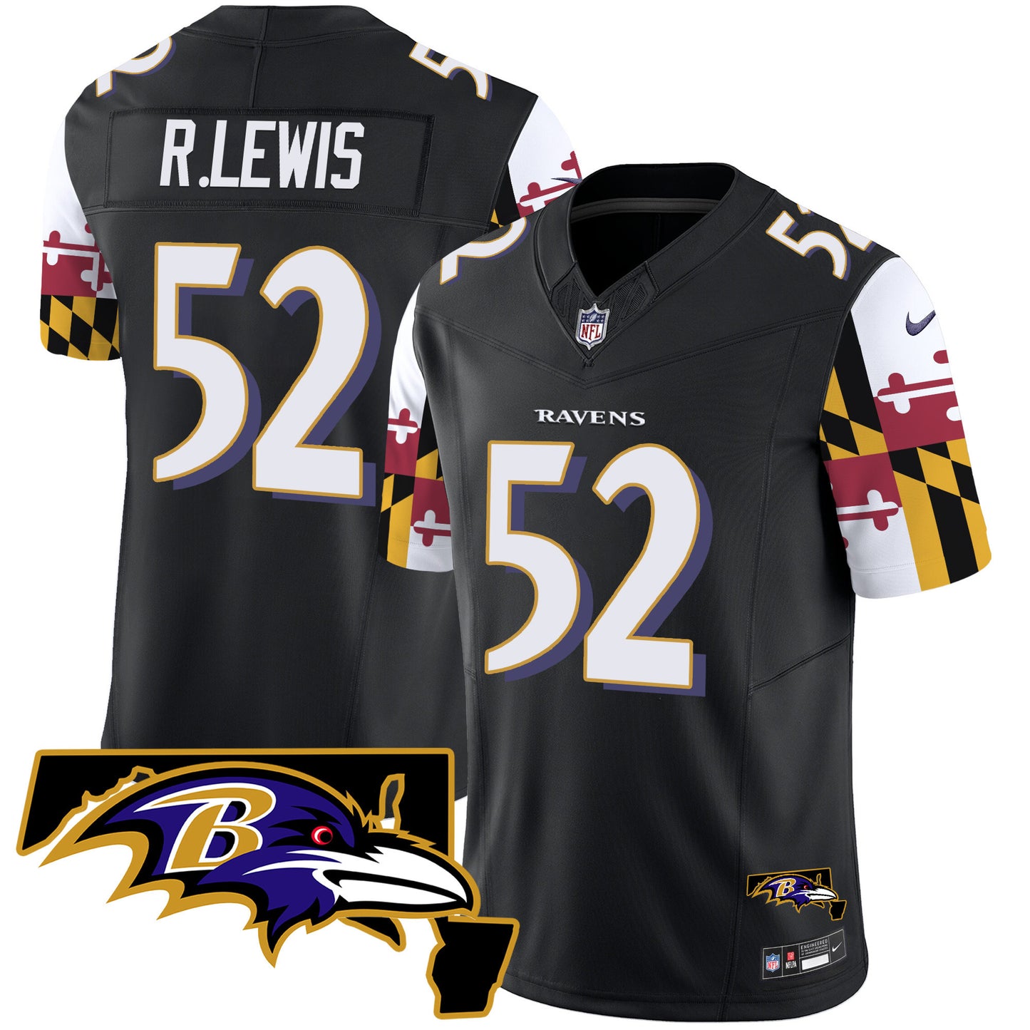 Ravens Maryland Flag Vapor Limited Jersey V2 - All Stitched