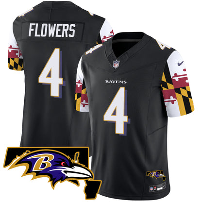 Ravens Maryland Flag Vapor Limited Jersey V2 - All Stitched