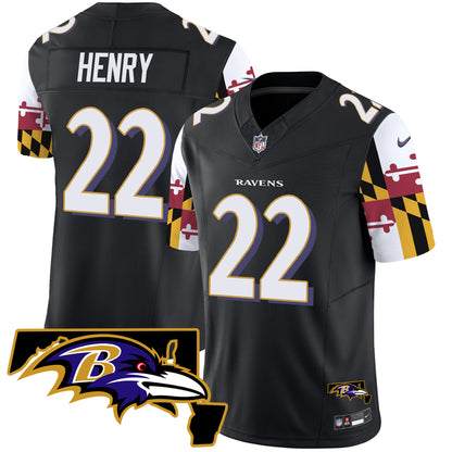 Ravens Maryland Flag Vapor Limited Jersey V2 - All Stitched