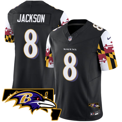 Ravens Maryland Flag Vapor Limited Jersey V2 - All Stitched