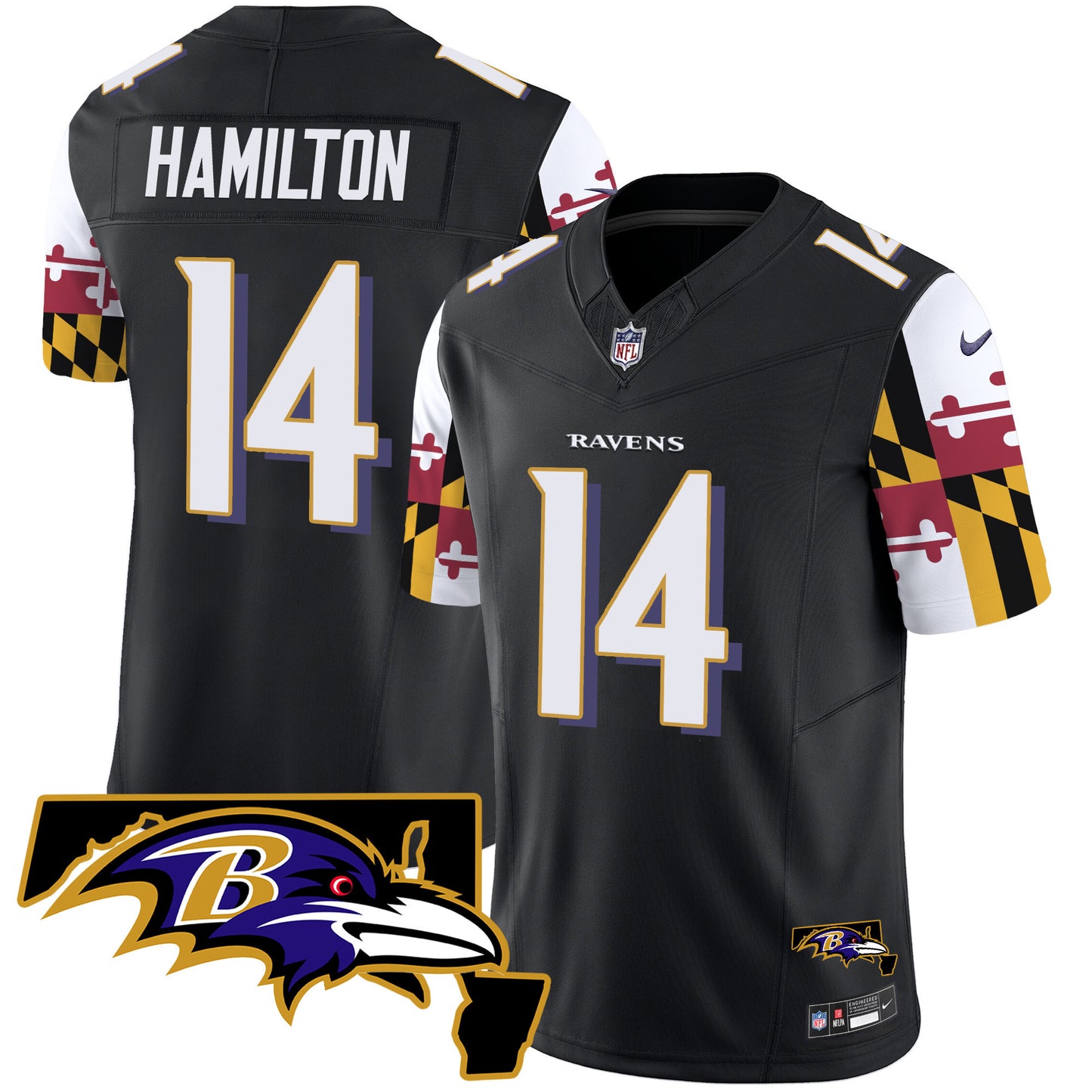 Ravens Maryland Flag Vapor Limited Jersey V2 - All Stitched