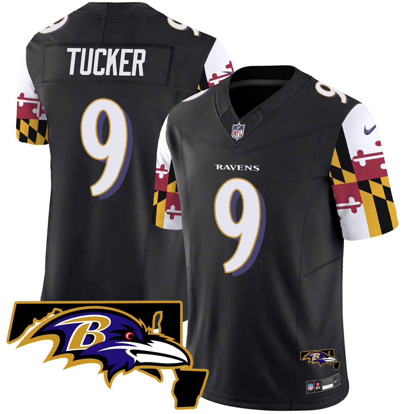 Ravens Maryland Flag Vapor Limited Jersey V2 - All Stitched