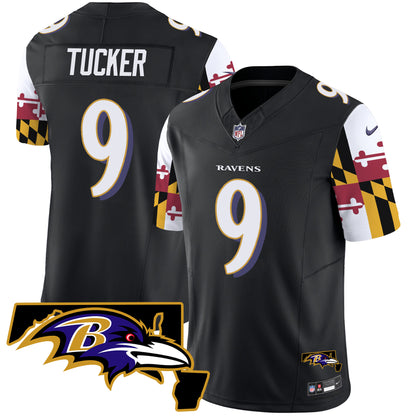 Ravens Maryland Flag Vapor Limited Jersey V2 - All Stitched