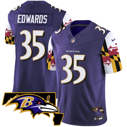 Ravens Maryland Flag Vapor Limited Jersey V2 - All Stitched