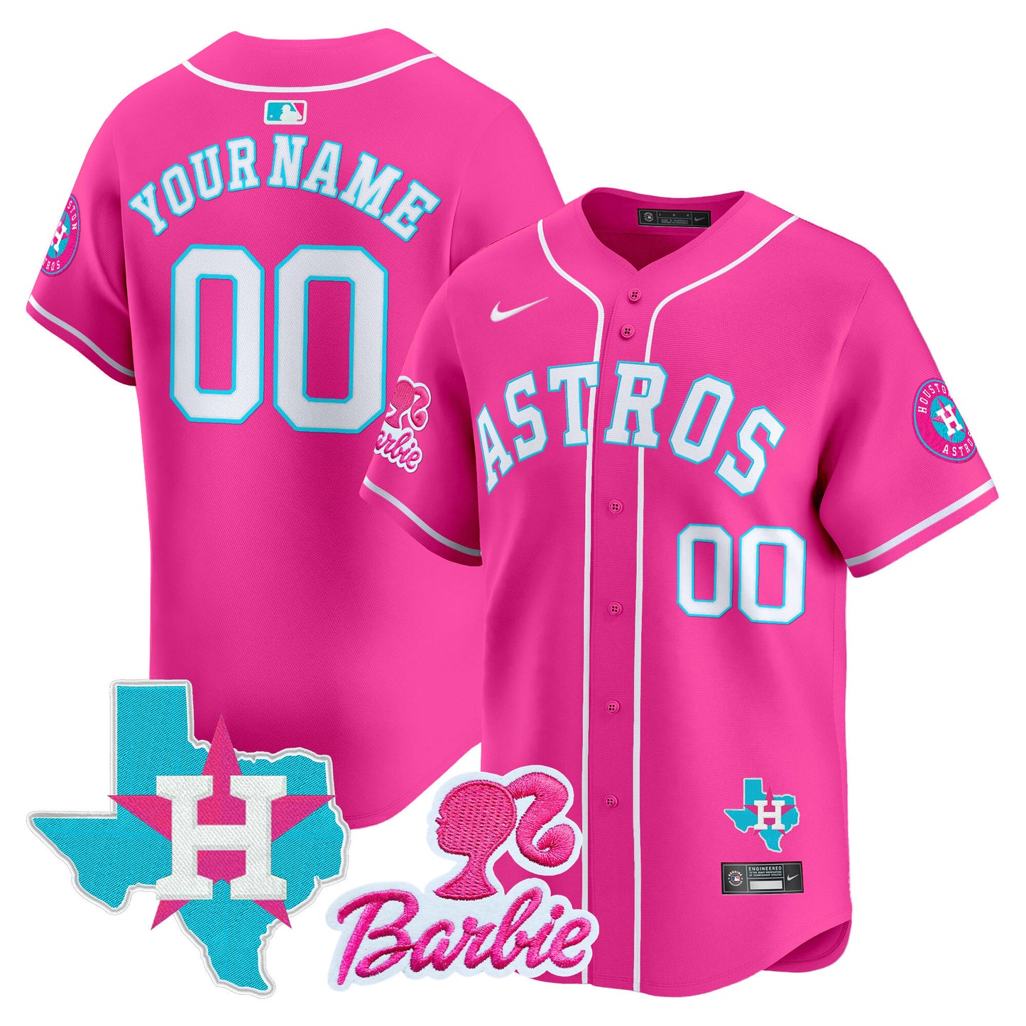 Astros Barbie Patch Vapor Premier Limited Custom Jersey - All Stitched