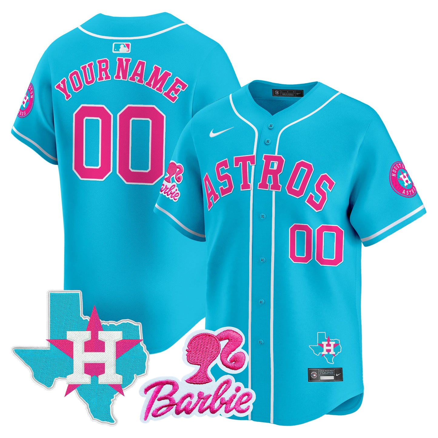 Astros Barbie Patch Vapor Premier Limited Custom Jersey - All Stitched