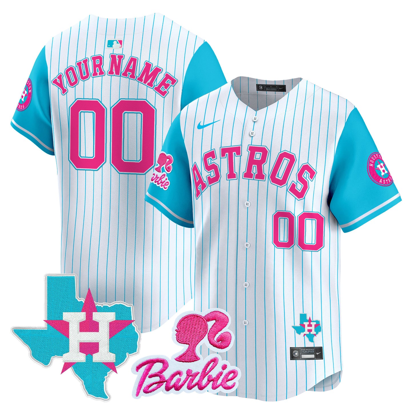 Astros Barbie Patch Vapor Premier Limited Custom Jersey - All Stitched