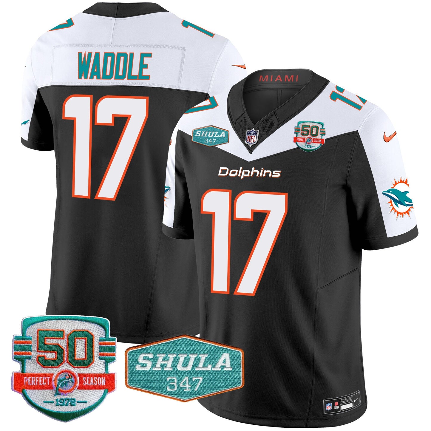 Dolphins Shula 347 Patch Vapor Limited Jersey V2 - All Stitched