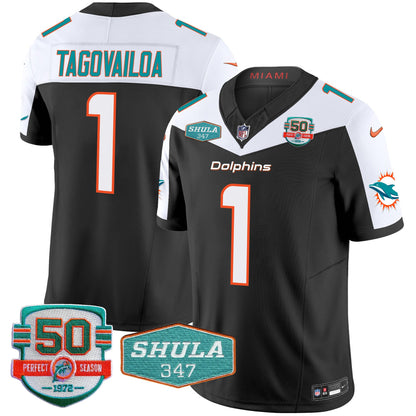 Dolphins Shula 347 Patch Vapor Limited Jersey V2 - All Stitched