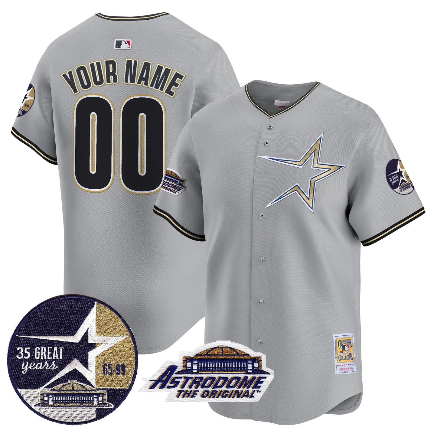 Astros 1999 Throwback 35th & Astrodome Patch Vapor Premier Limited Custom Jersey - All Stitched