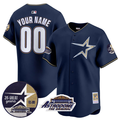 Astros 1999 Throwback 35th & Astrodome Patch Vapor Premier Limited Custom Jersey - All Stitched