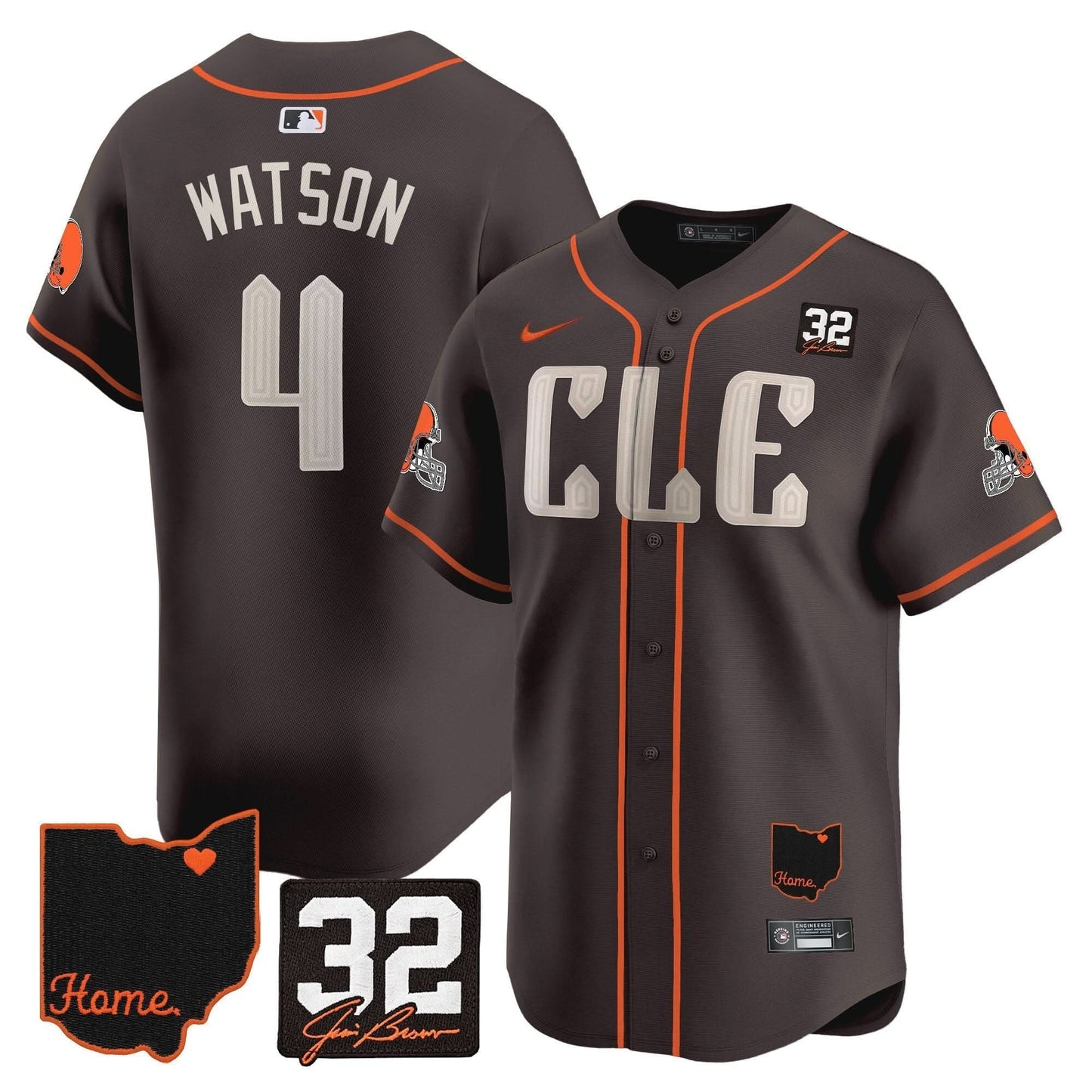 Men's Browns #32 Jim Brown Memorial & Home Patch Vapor Premier Limited Jersey - All Stitched