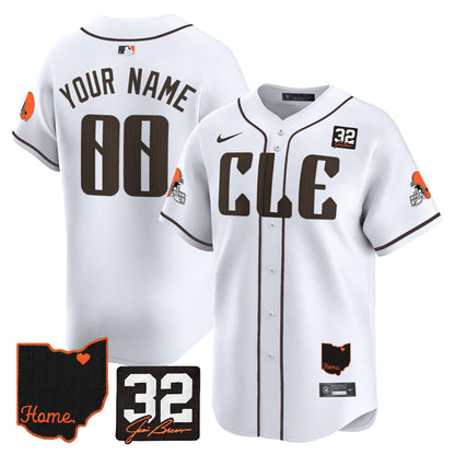 Browns #32 Jim Brown Memorial & Home Patch Vapor Premier Limited Custom Jersey - All Stitched