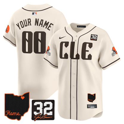 Browns #32 Jim Brown Memorial & Home Patch Vapor Premier Limited Custom Jersey - All Stitched