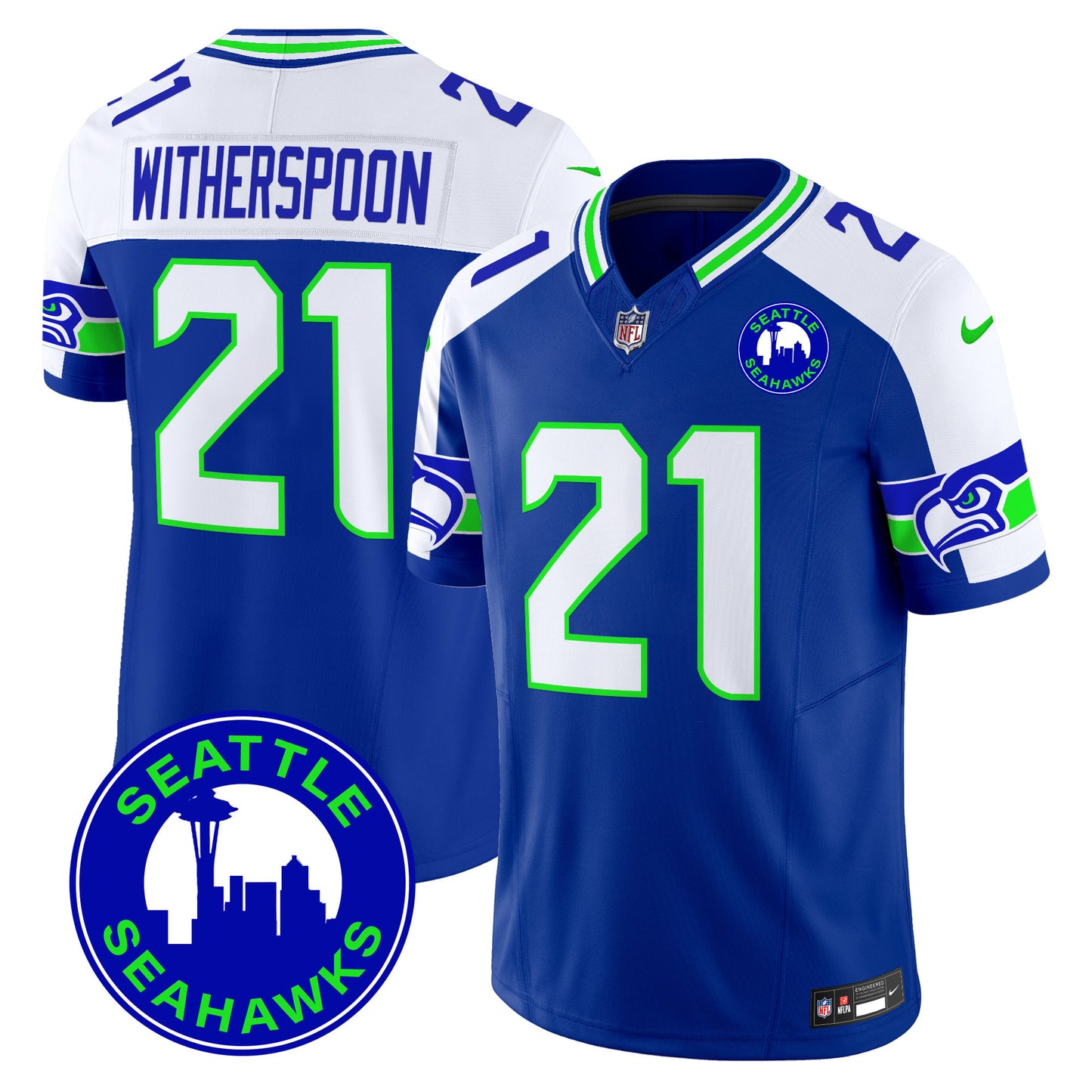 Seahawks 2024 Seattle City Patch Vapor Limited Jersey - All Stitched