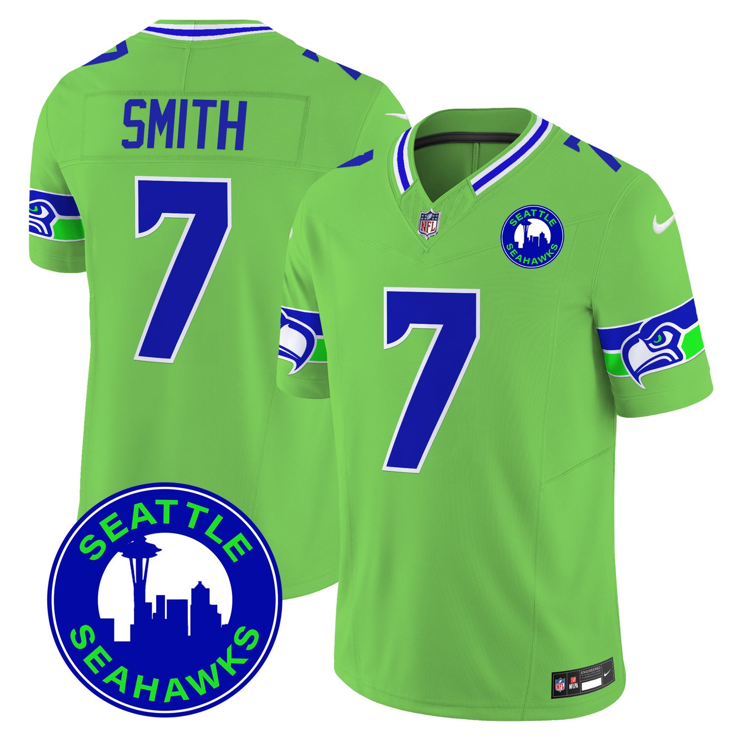 Seahawks 2024 Seattle City Patch Vapor Limited Jersey - All Stitched