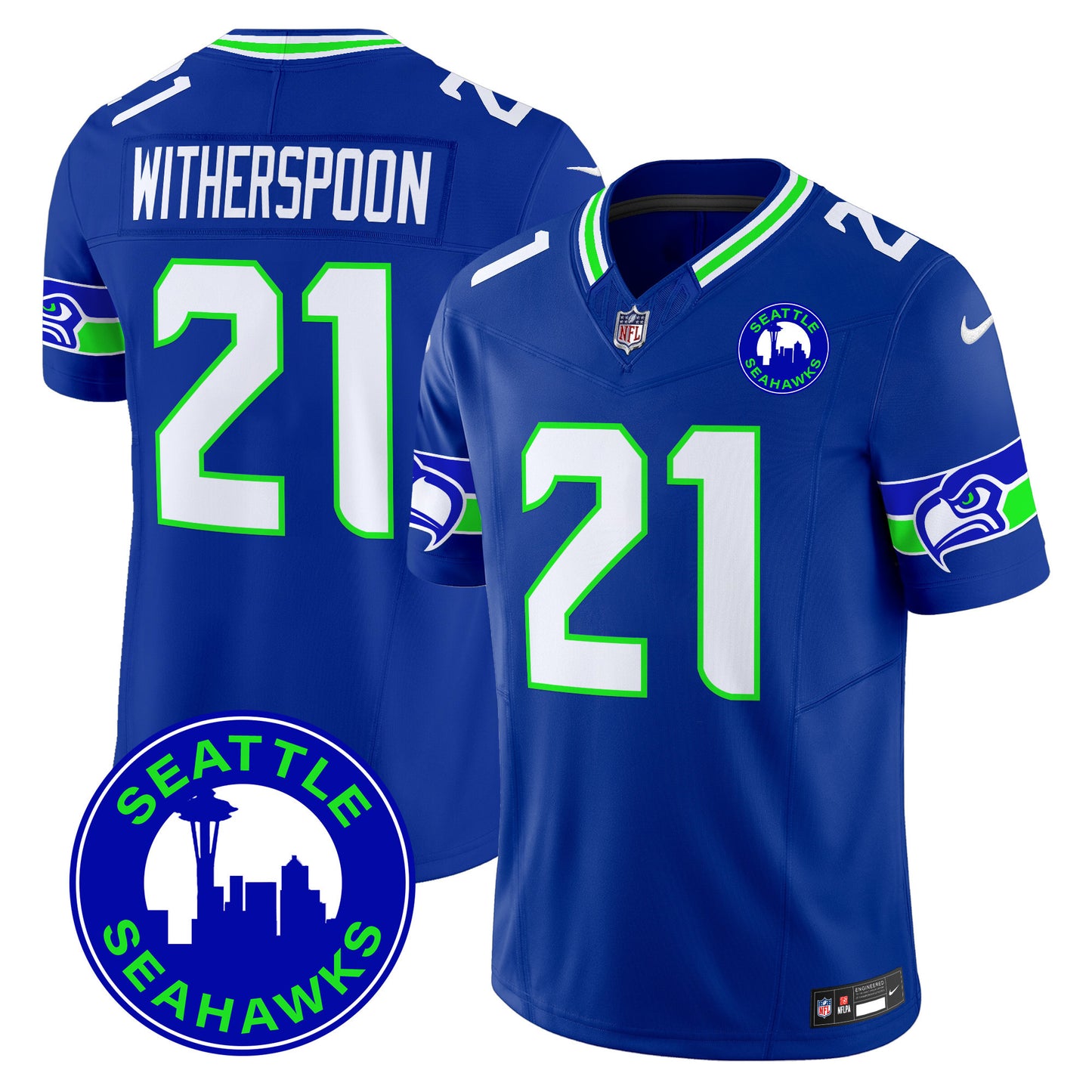 Seahawks 2024 Seattle City Patch Vapor Limited Jersey - All Stitched