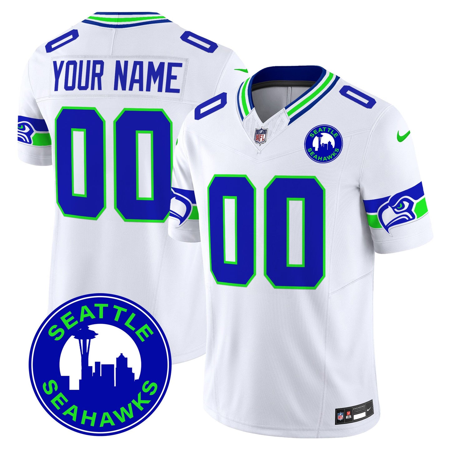 Seahawks 2024 Seattle City Patch Vapor Limited Custom Jersey - All Stitched