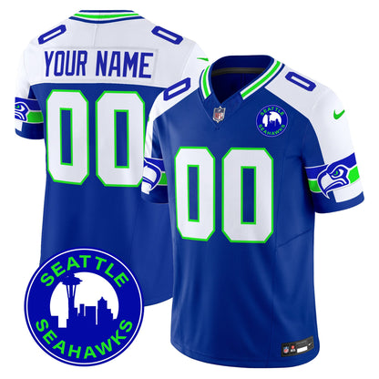 Seahawks 2024 Seattle City Patch Vapor Limited Custom Jersey - All Stitched