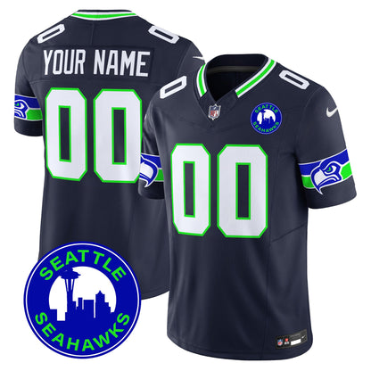 Seahawks 2024 Seattle City Patch Vapor Limited Custom Jersey - All Stitched