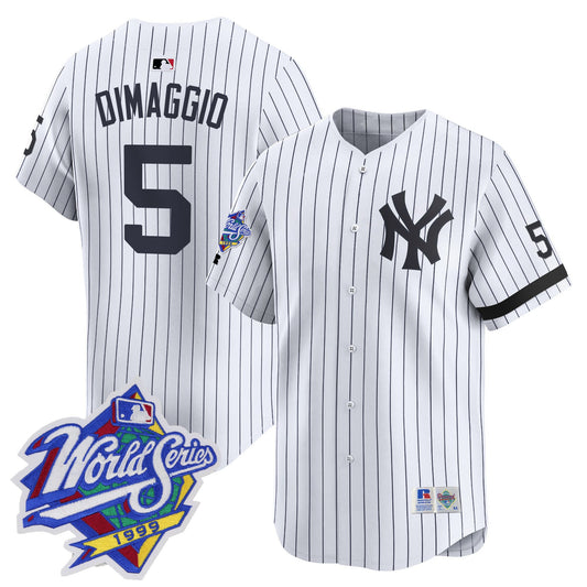 Yankees 1999 Throwback Joe DiMaggio Patch Vapor Premier Limited Jersey - All Stitched