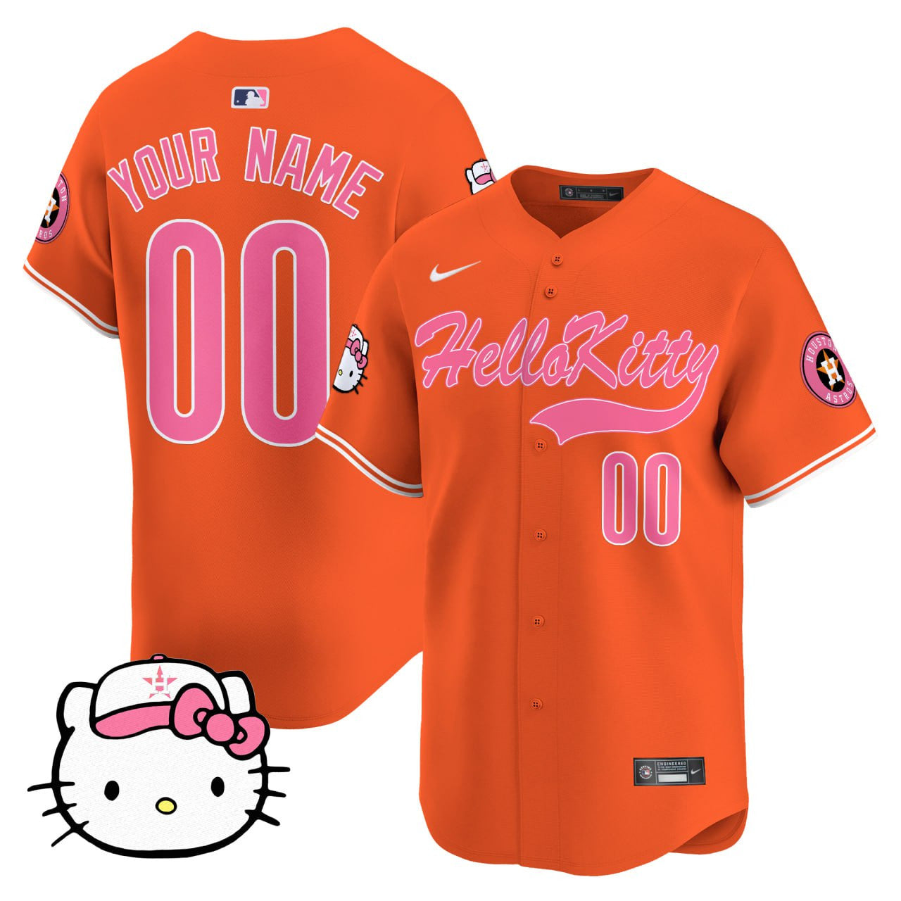 Houston Astros Hello Kitty Custom Jersey - All Stitched