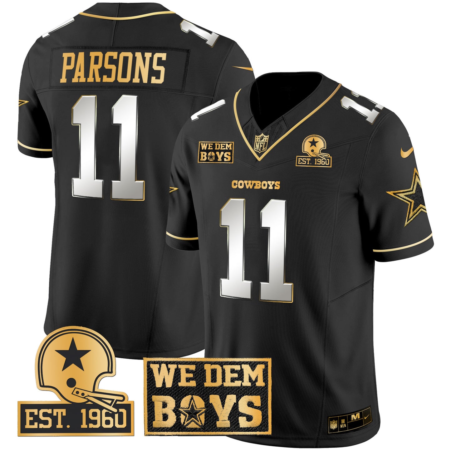 Cowboys Est. 1960 & We Dem Boyz Patch Gold Vapor Limited Jersey - All Stitched