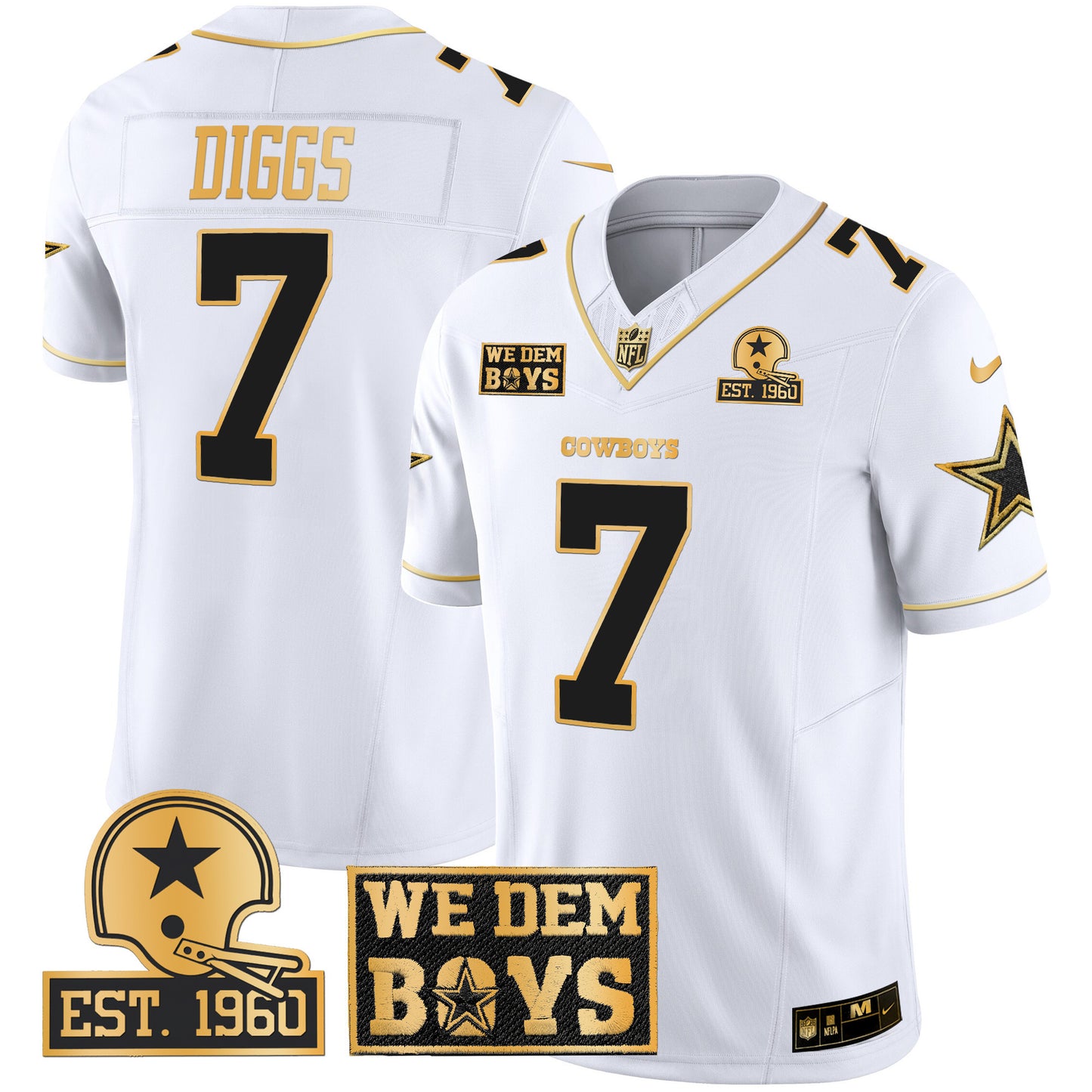 Cowboys Est. 1960 & We Dem Boyz Patch Gold Vapor Limited Jersey - All Stitched