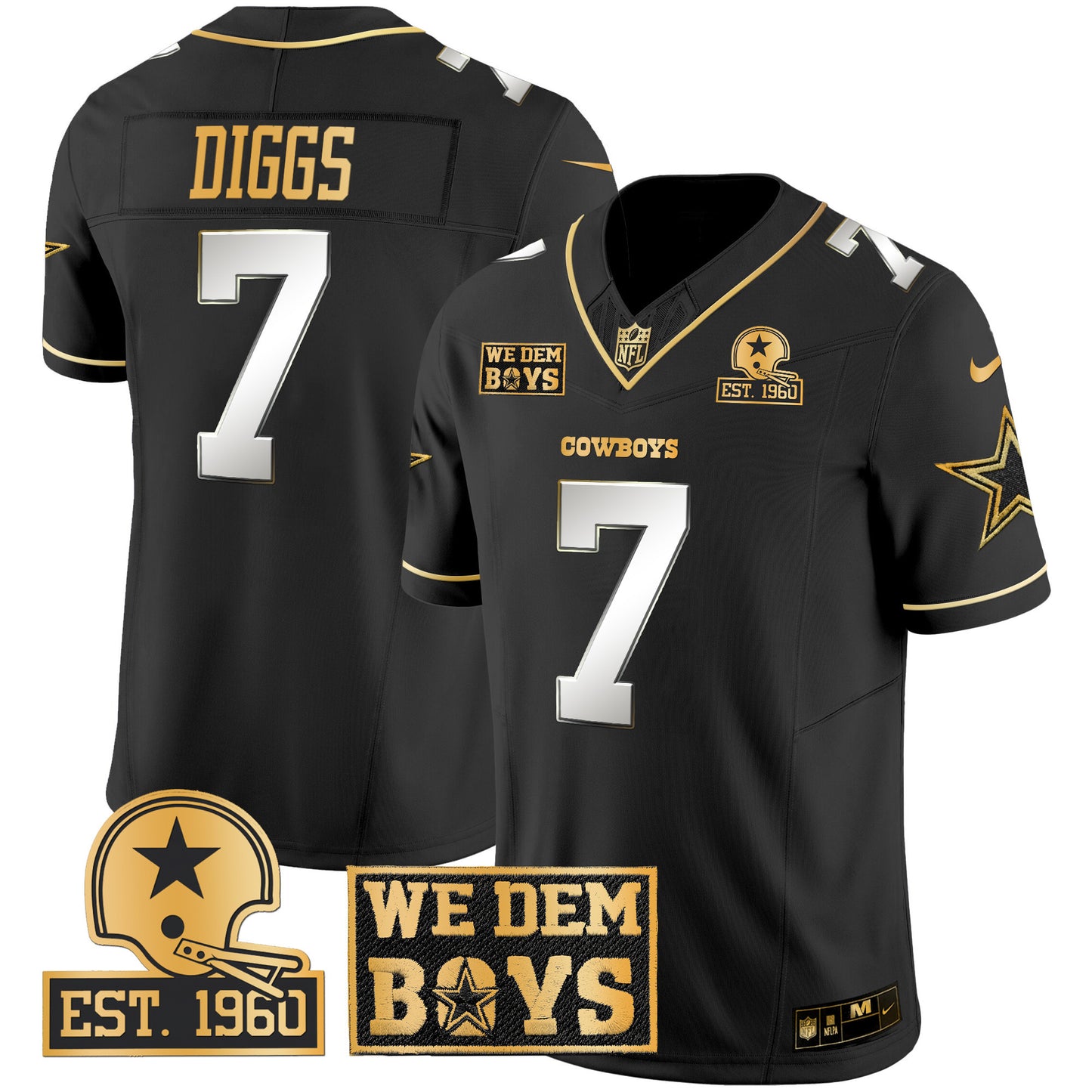 Cowboys Est. 1960 & We Dem Boyz Patch Gold Vapor Limited Jersey - All Stitched