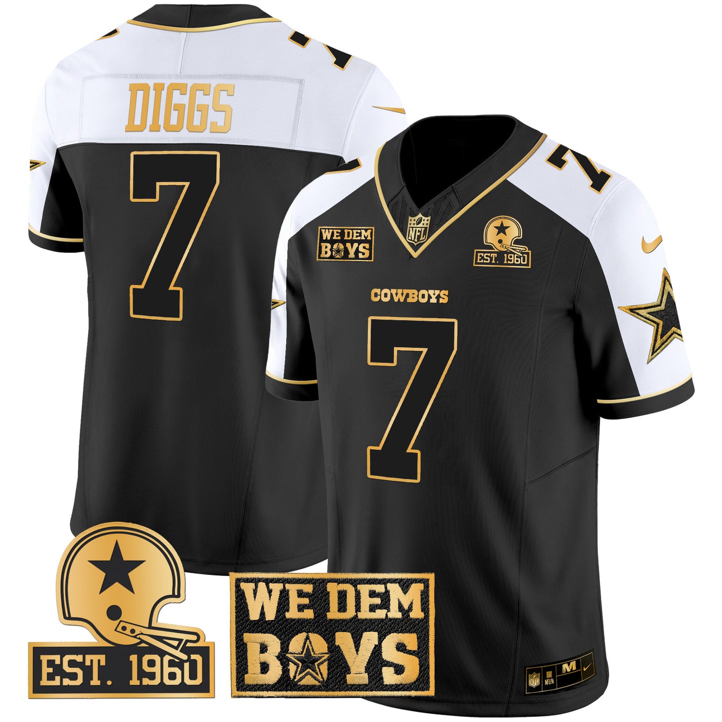 Cowboys Est. 1960 & We Dem Boyz Patch Gold Vapor Limited Jersey - All Stitched