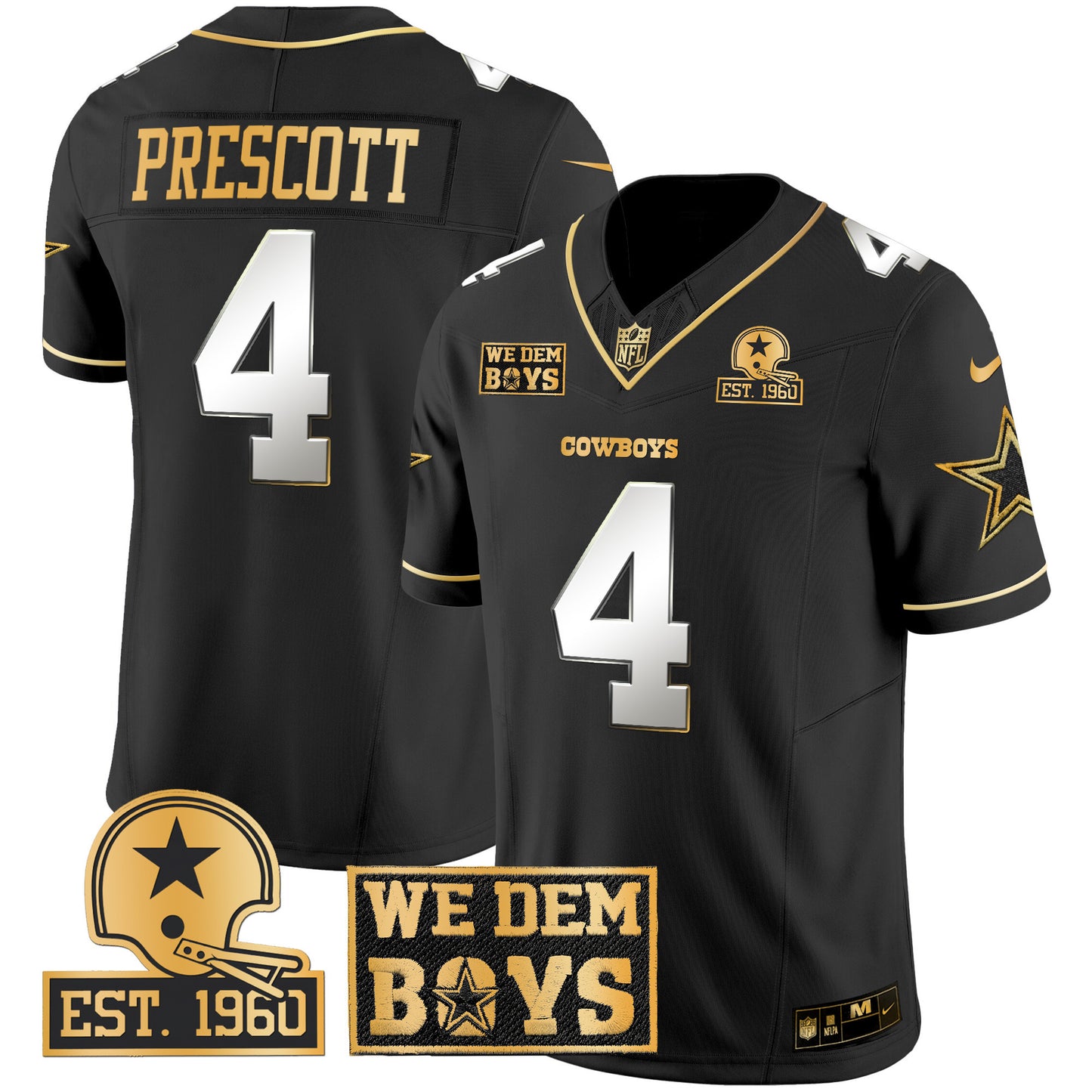 Cowboys Est. 1960 & We Dem Boyz Patch Gold Vapor Limited Jersey - All Stitched