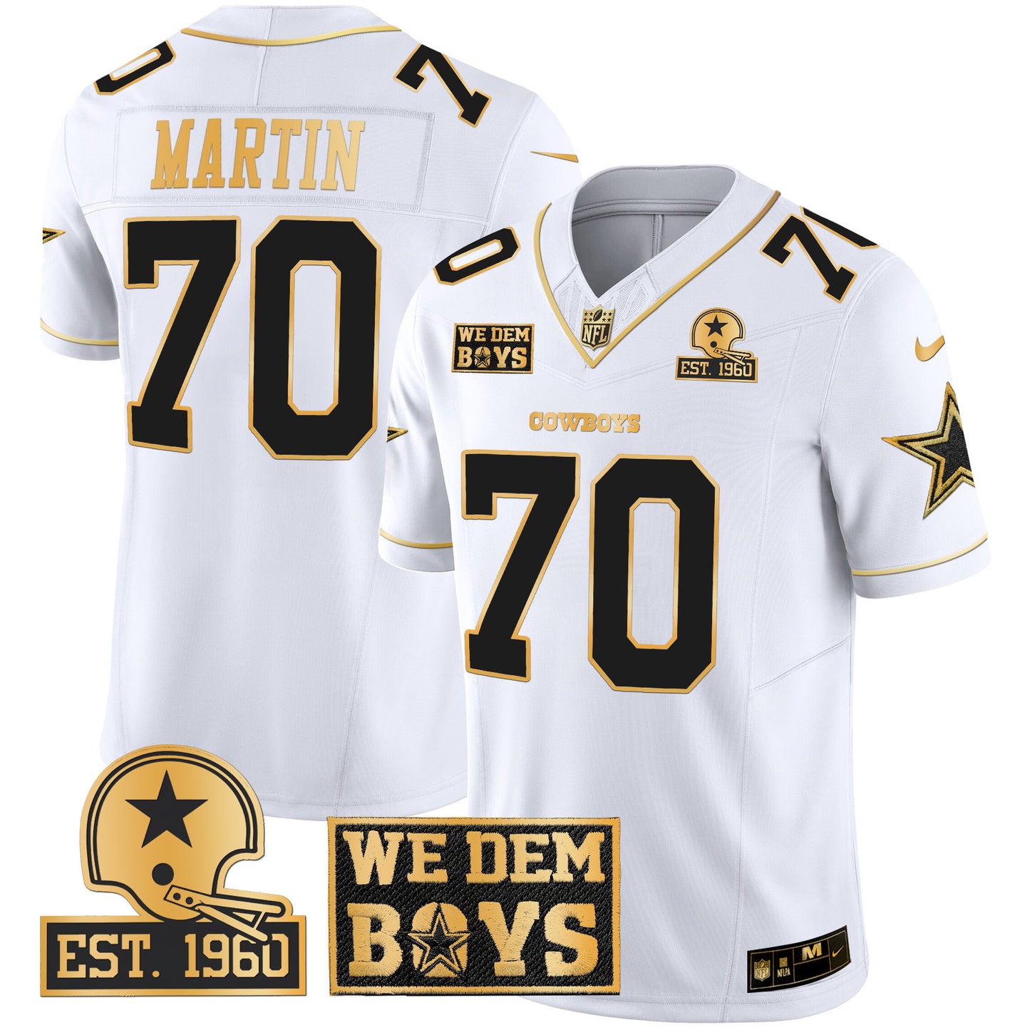 Cowboys Est. 1960 & We Dem Boyz Patch Gold Vapor Limited Jersey - All Stitched