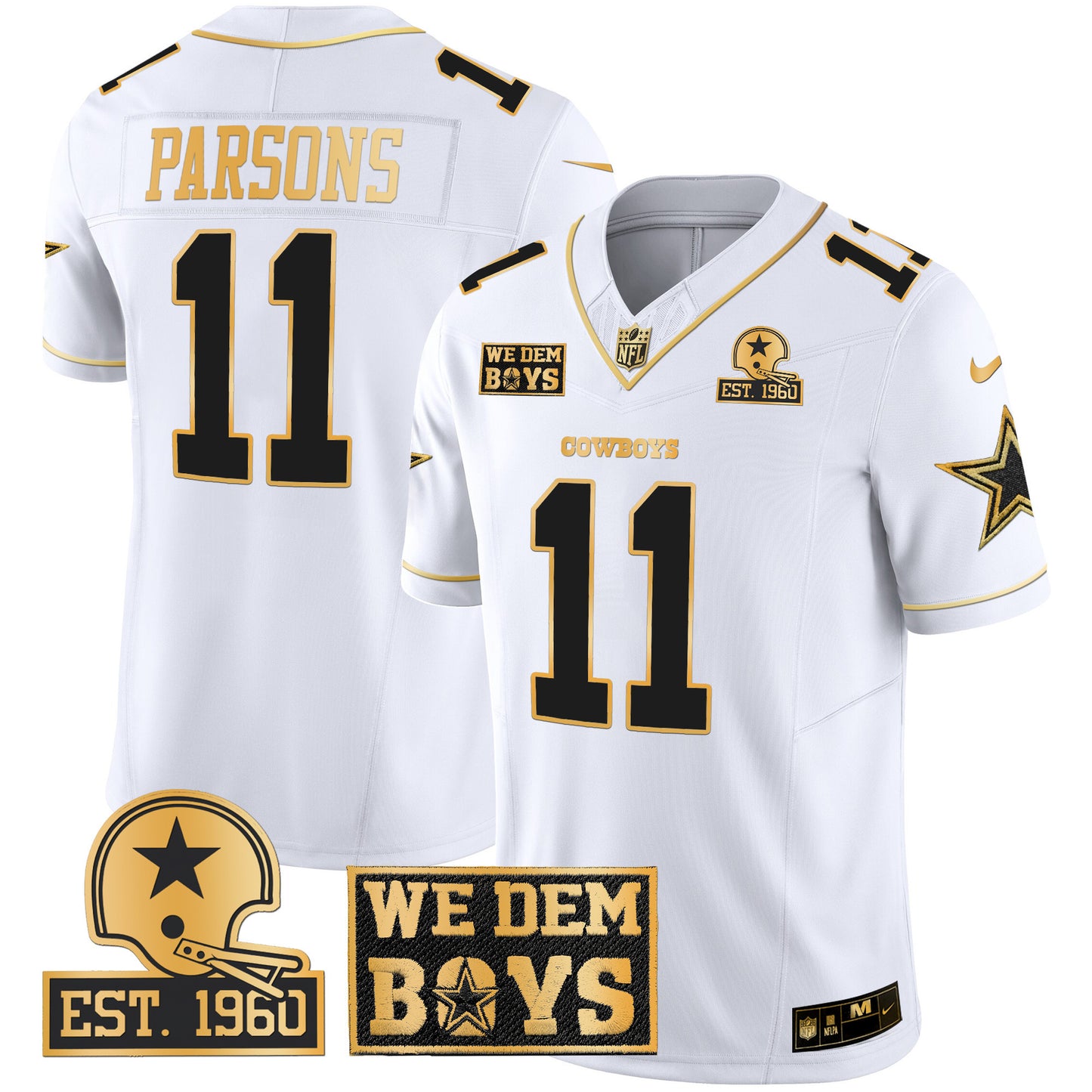 Cowboys Est. 1960 & We Dem Boyz Patch Gold Vapor Limited Jersey - All Stitched