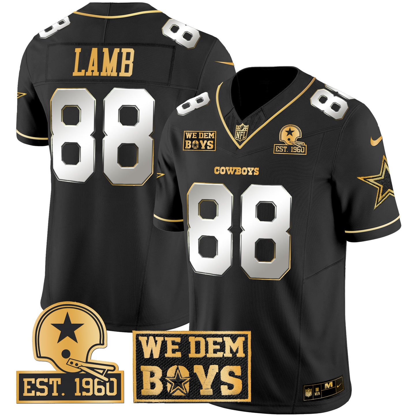 Cowboys Est. 1960 & We Dem Boyz Patch Gold Vapor Limited Jersey - All Stitched