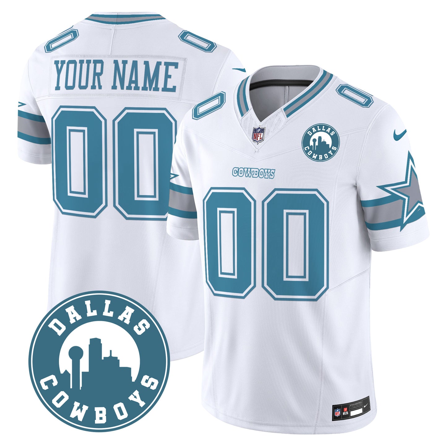 Cowboys Dallas City Patch Vapor Limited Custom Jersey - All Stitched