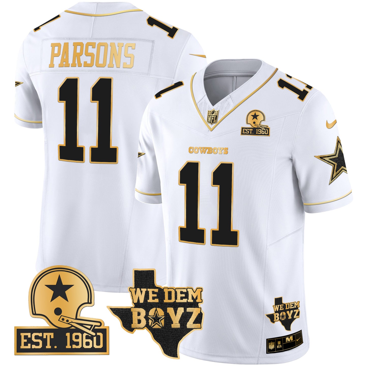 Cowboys Est. 1960 & We Dem Boyz Patch Gold Vapor Limited Jersey V2 - All Stitched