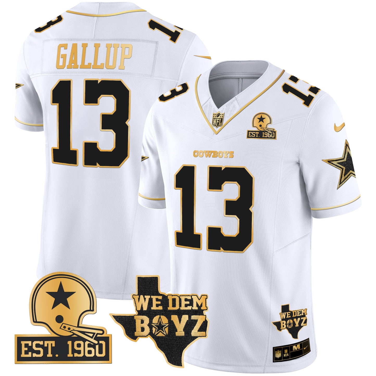 Cowboys Est. 1960 & We Dem Boyz Patch Gold Vapor Limited Jersey V2 - All Stitched