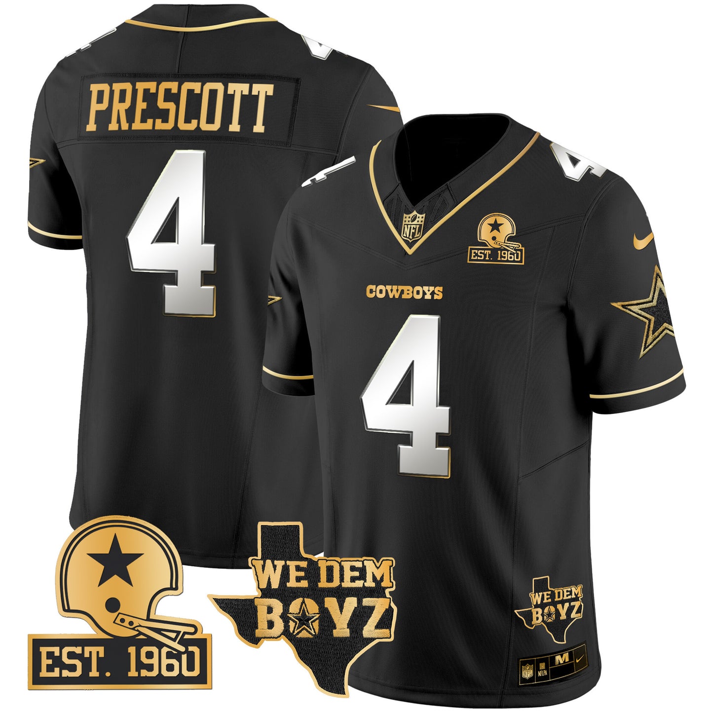 Cowboys Est. 1960 & We Dem Boyz Patch Gold Vapor Limited Jersey V2 - All Stitched