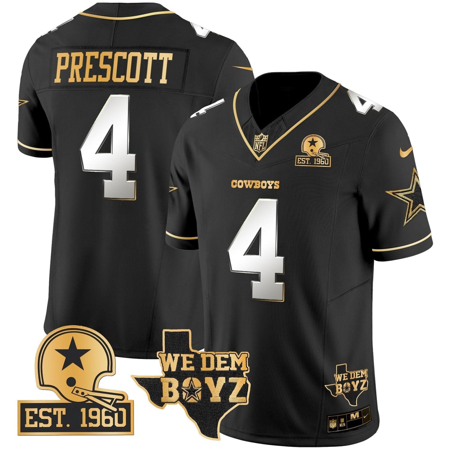 Cowboys Est. 1960 & We Dem Boyz Patch Gold Vapor Limited Jersey V2 - All Stitched