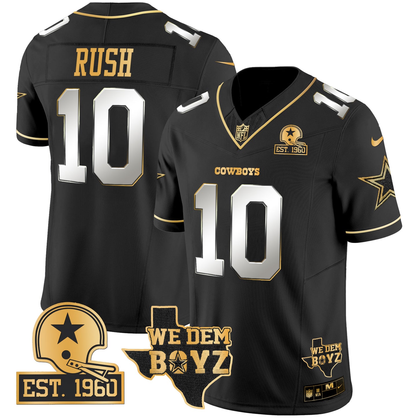 Cowboys Est. 1960 & We Dem Boyz Patch Gold Vapor Limited Jersey V2 - All Stitched