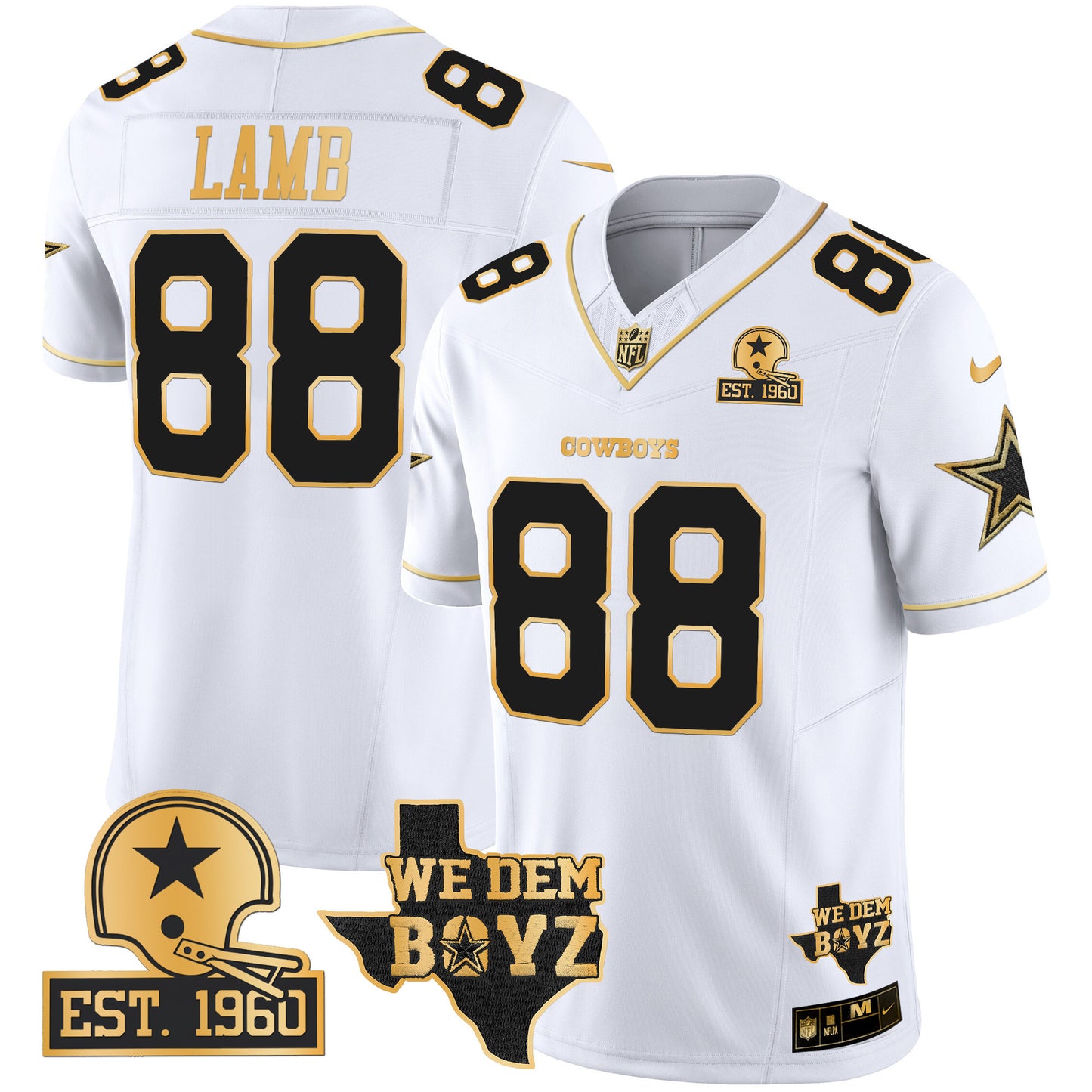 Cowboys Est. 1960 & We Dem Boyz Patch Gold Vapor Limited Jersey V2 - All Stitched