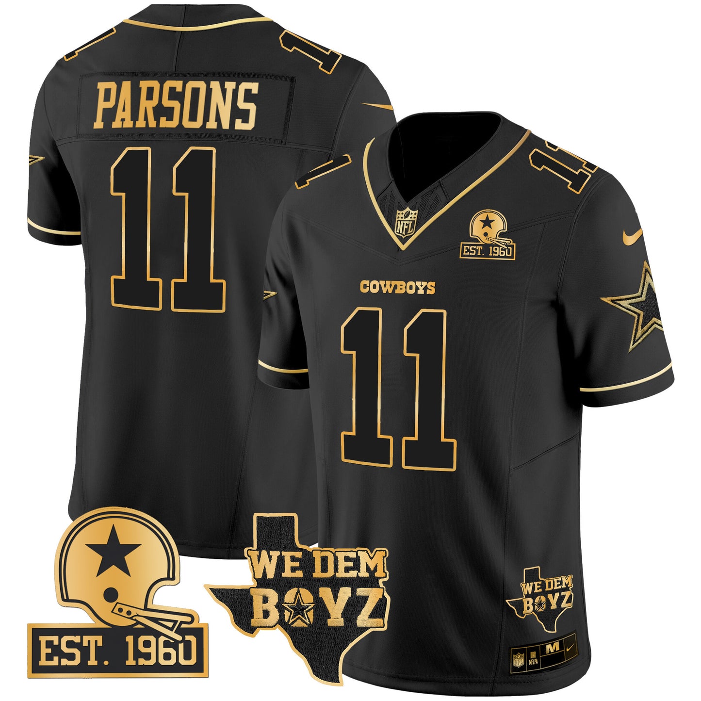 Cowboys Est. 1960 & We Dem Boyz Patch Gold Vapor Limited Jersey V2 - All Stitched