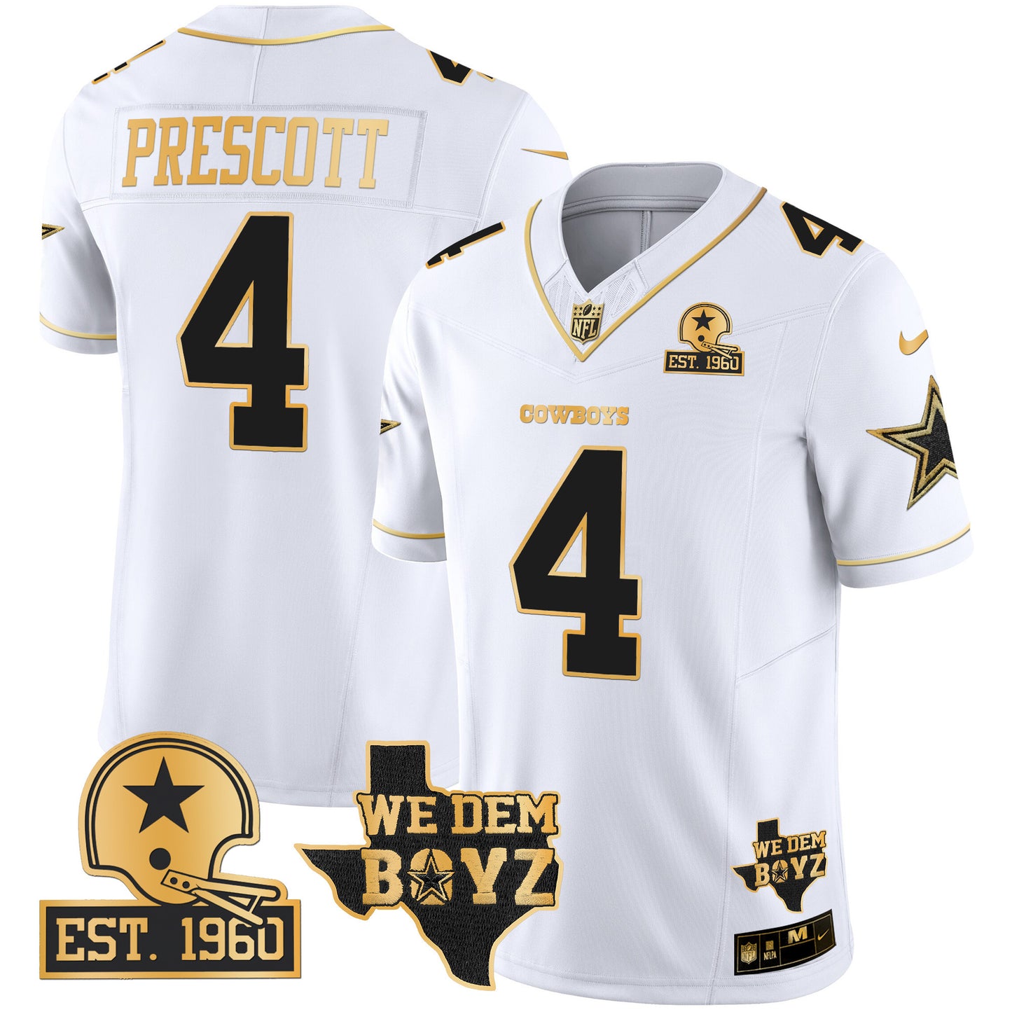 Cowboys Est. 1960 & We Dem Boyz Patch Gold Vapor Limited Jersey V2 - All Stitched