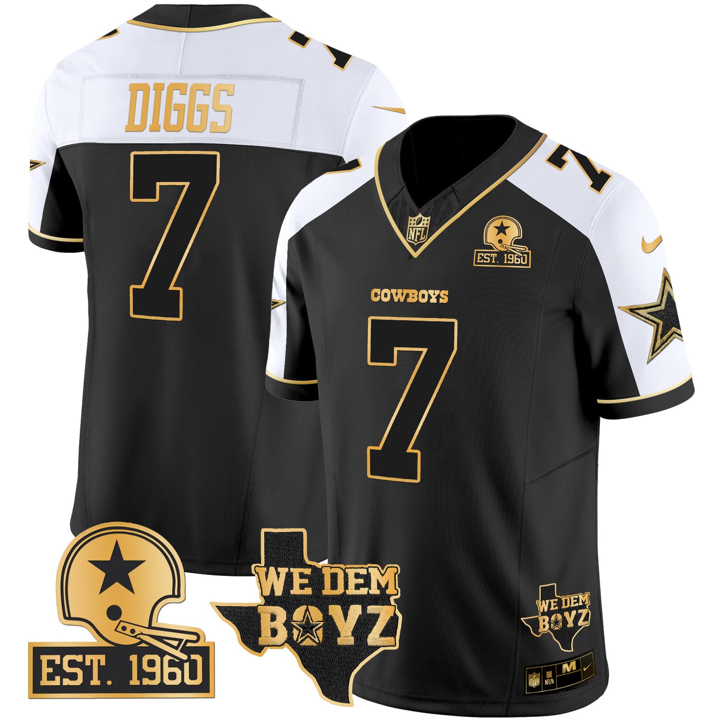 Cowboys Est. 1960 & We Dem Boyz Patch Gold Vapor Limited Jersey V2 - All Stitched